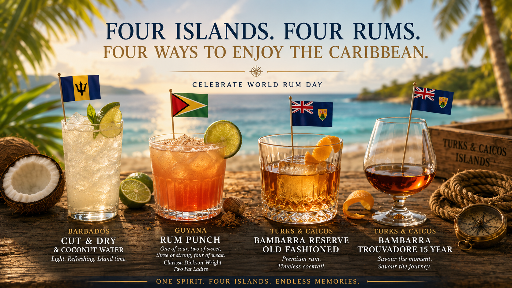 Four Islands. Four Rums. Four Ways to Sip the Caribbean.