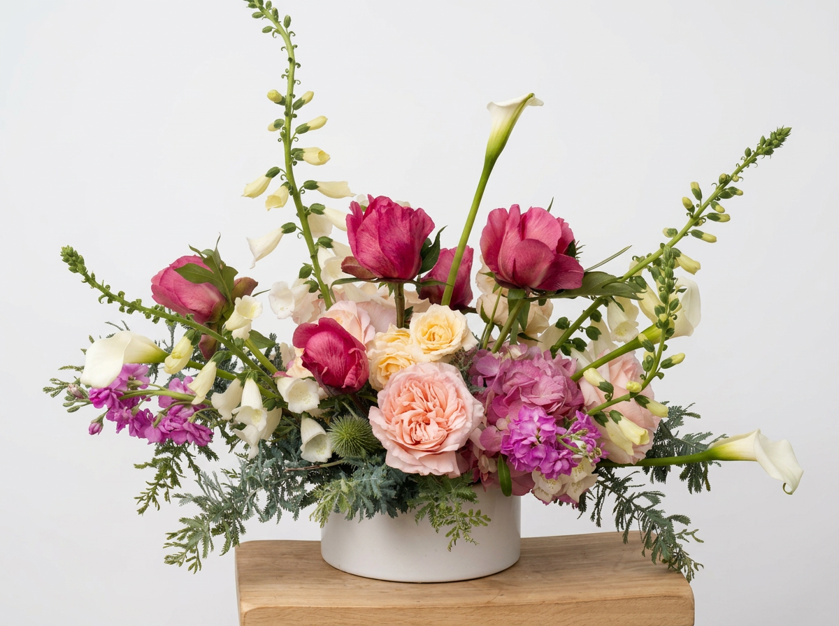 soft pink and pastel flower arrangement by Petals by Rachel in San Diego CA