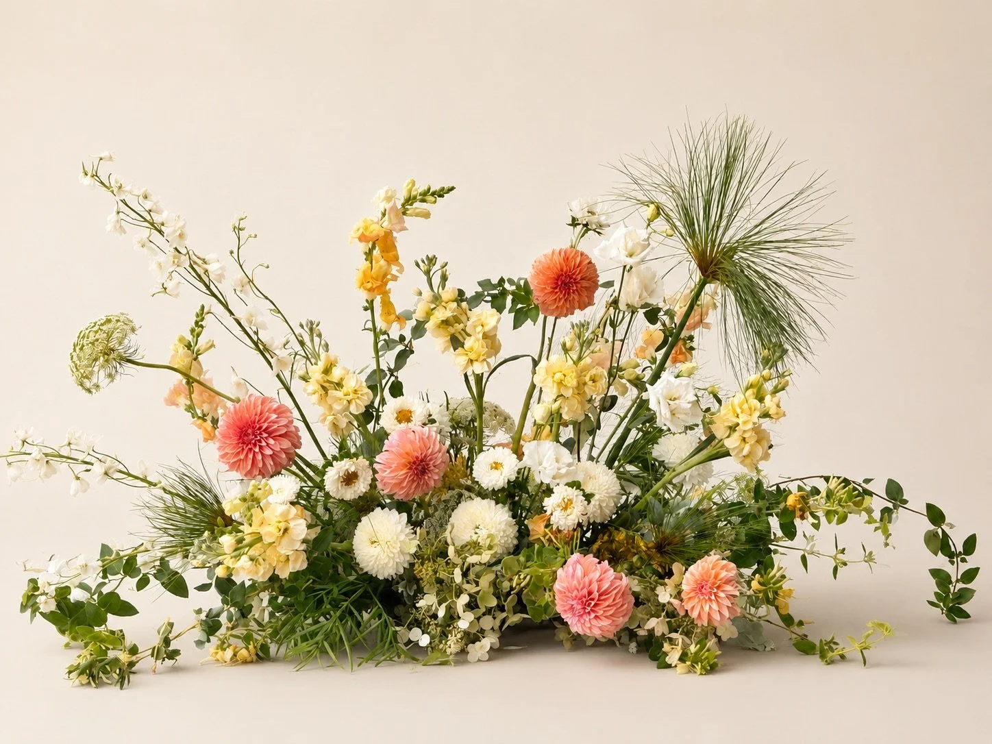 bright and cheerful large floral arrangement for wedding in Carlsbad, CA