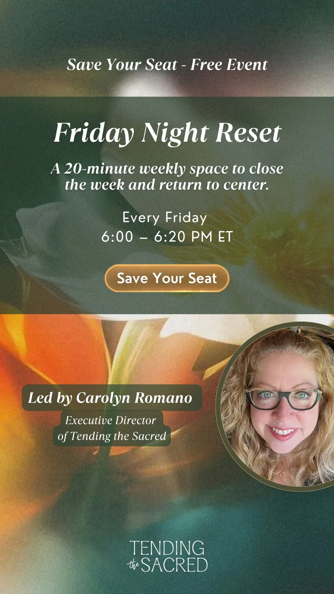 Today is the day. The Friday Night Reset is here. 🕯️

Tonight at 6pm ET / 3pm PT, we gather for the very first time &mdash; and we would love for you to be there.

Twenty minutes. Sound, stillness, and simple ceremony. A chance to release the week a