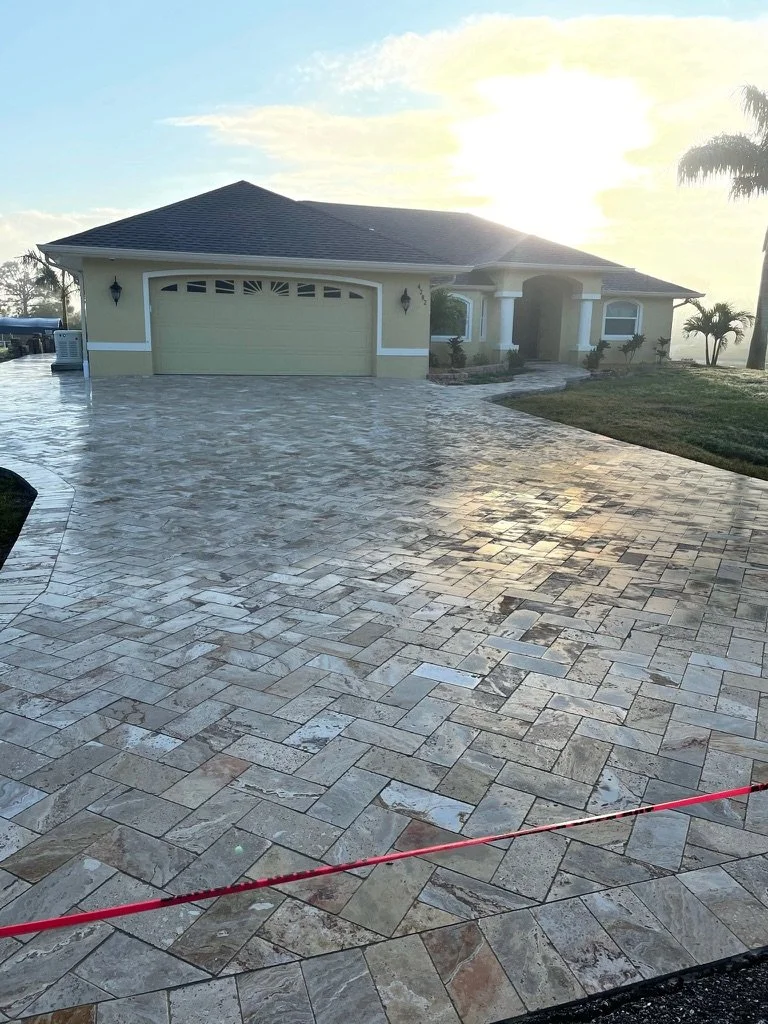 Herringbone Sealed Paver Driveway