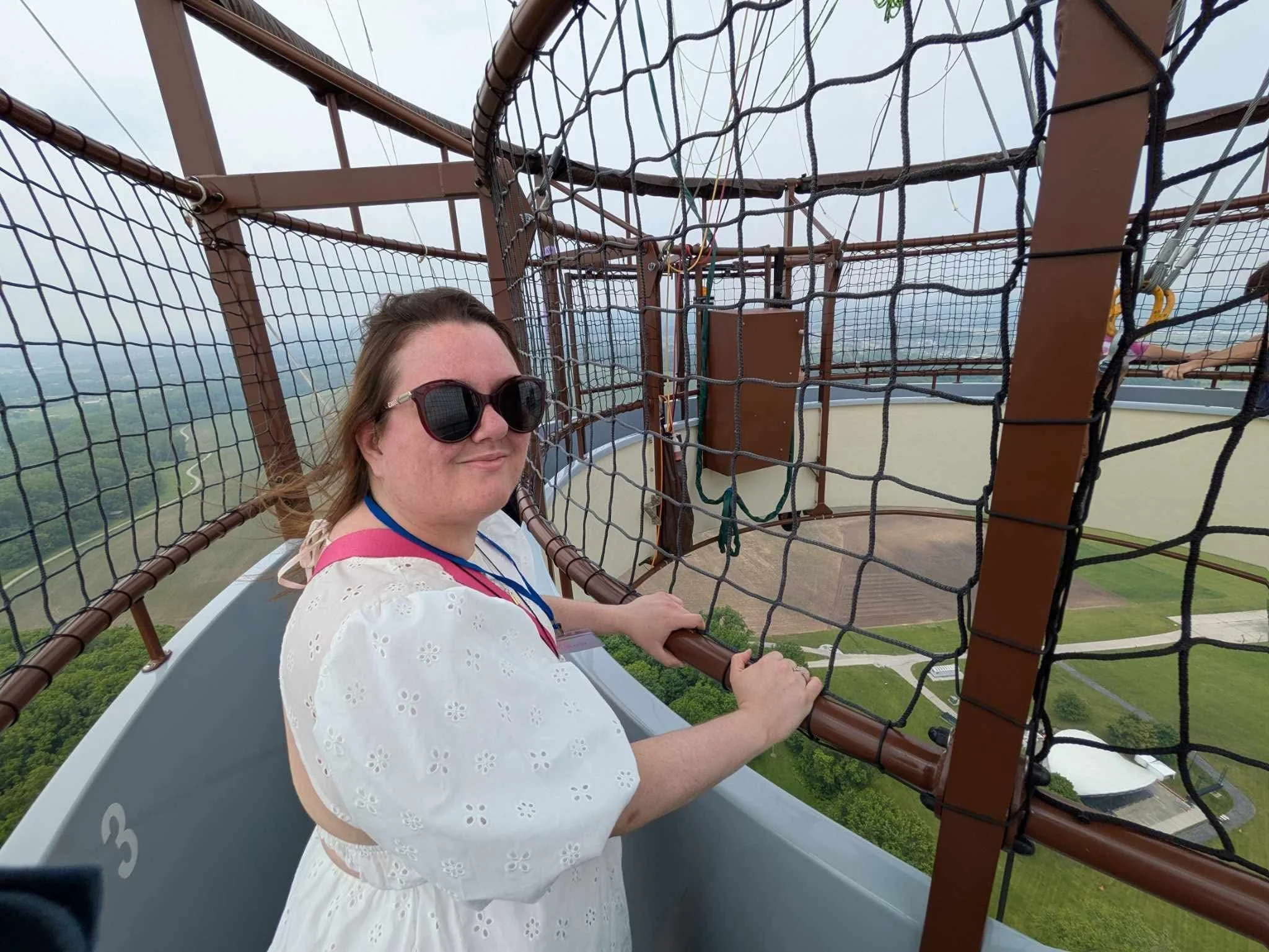 Female with Alström Syndrome view the scenery at Connor Farm in Indiana.