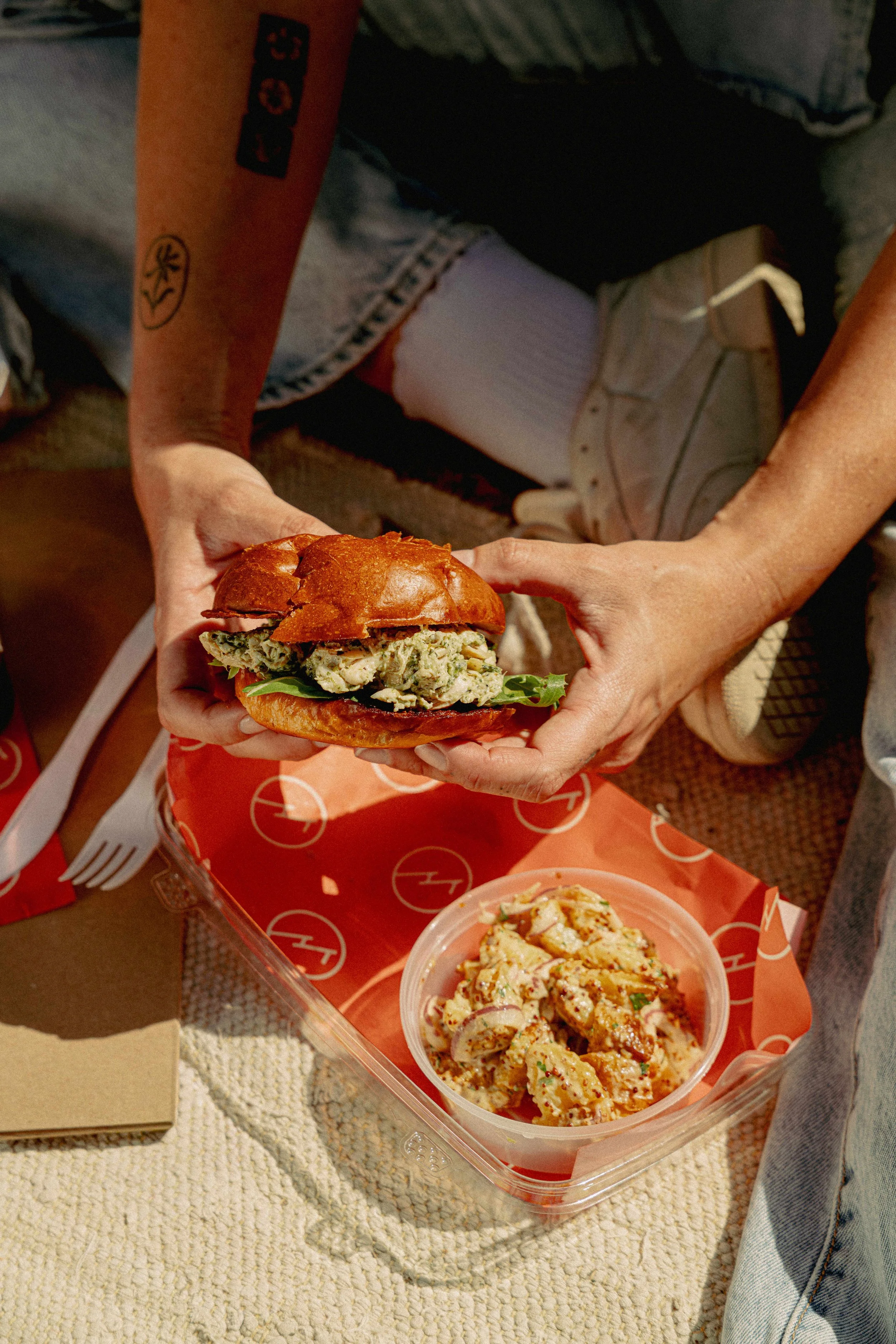 Chicken Sandwich with potato salad side