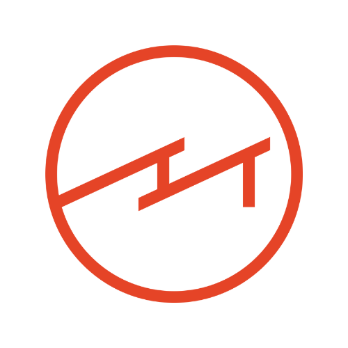 House Party pitched roof logo - classic 1970's retro House Party vibes in electric red.