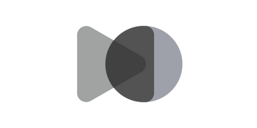 A gray play button icon with a circular background.