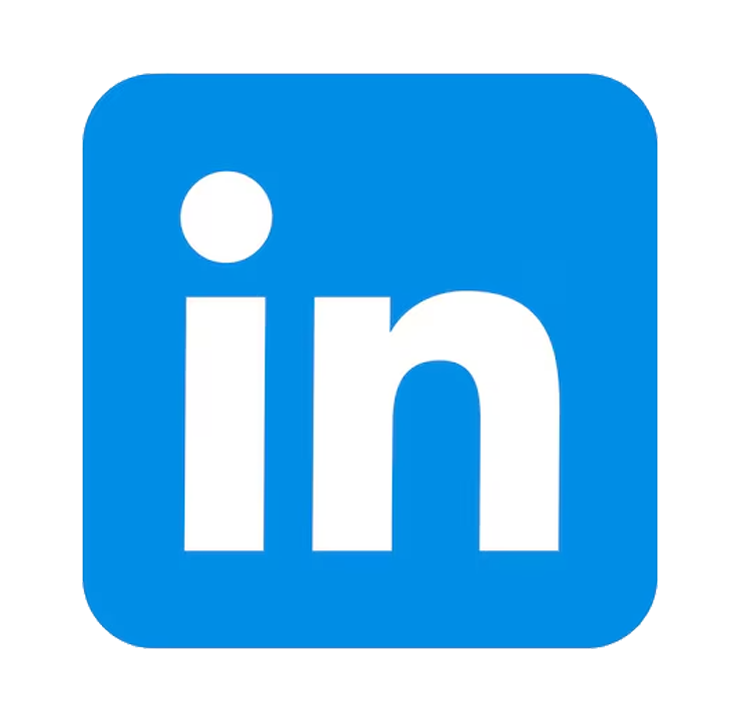 Blue LinkedIn logo.
