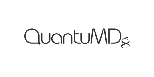 Logo with the text 'QuantumMD' in stylized black font.