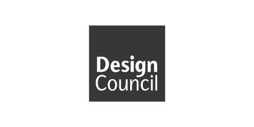 Design Council logo with white text on a dark gray background.