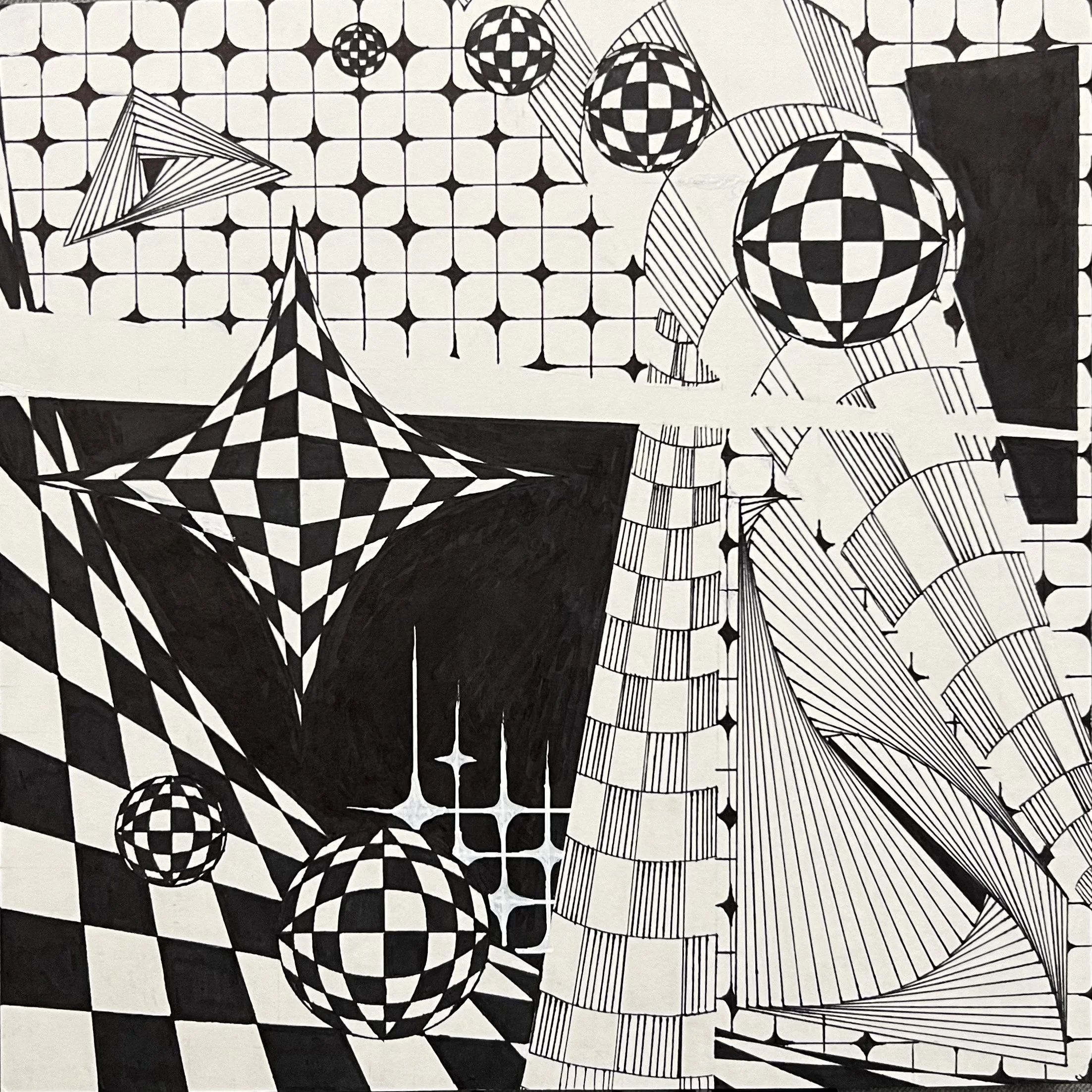 2-D Abstraction, Sharpie, 2023