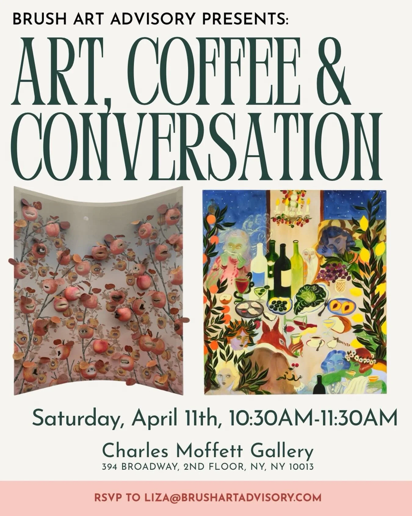 Excited to host my first gallery talk next month at Charles Moffett Gallery! Join me for Art, Coffee &amp; Conversation as we explore new exhibitions: Miguel &Aacute;ngel Payano Jr. &ndash; &ldquo;Palate Pivots&rdquo; and Andie Dinkin &ndash; &ldquo;