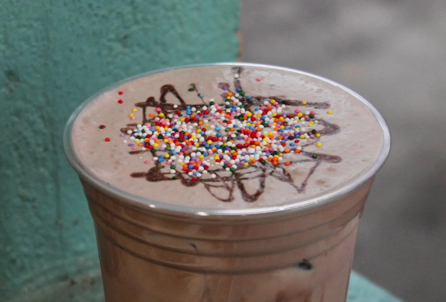 cookie cake latte closeup - it&rsquo;s the week of our celebration and the last week of the cookie cake latte!!! come on over this Saturday at 12 for some cake and games!