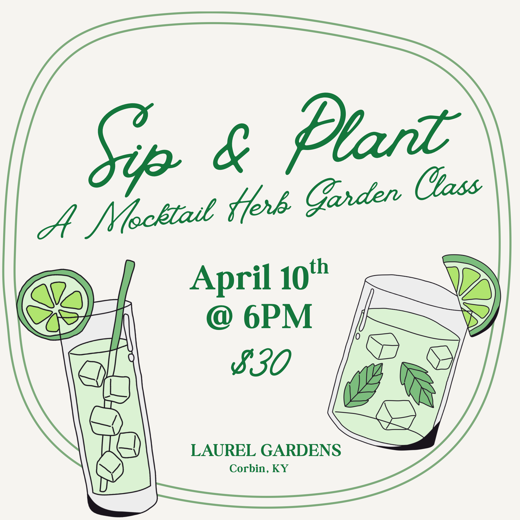 Sip & Plant: A Mocktail Herb Garden Class