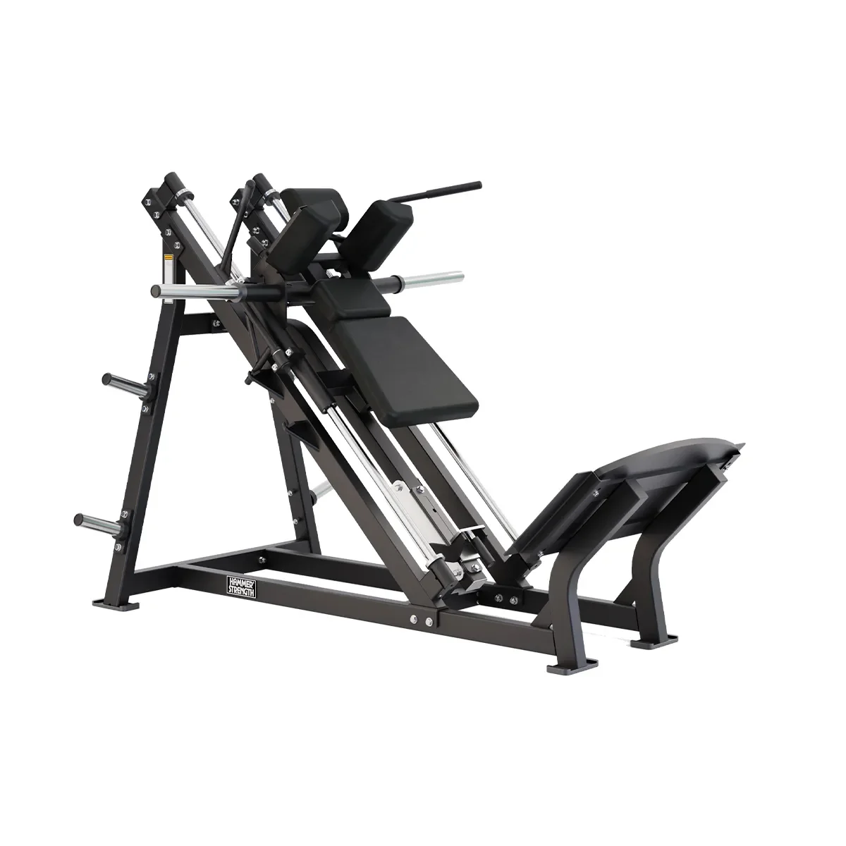 Black abdominal exercise machine with padded supports and foot platform.