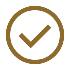 A black check mark inside a gold circle