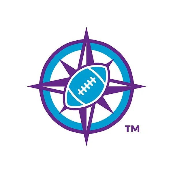Compass rose with a stylized football