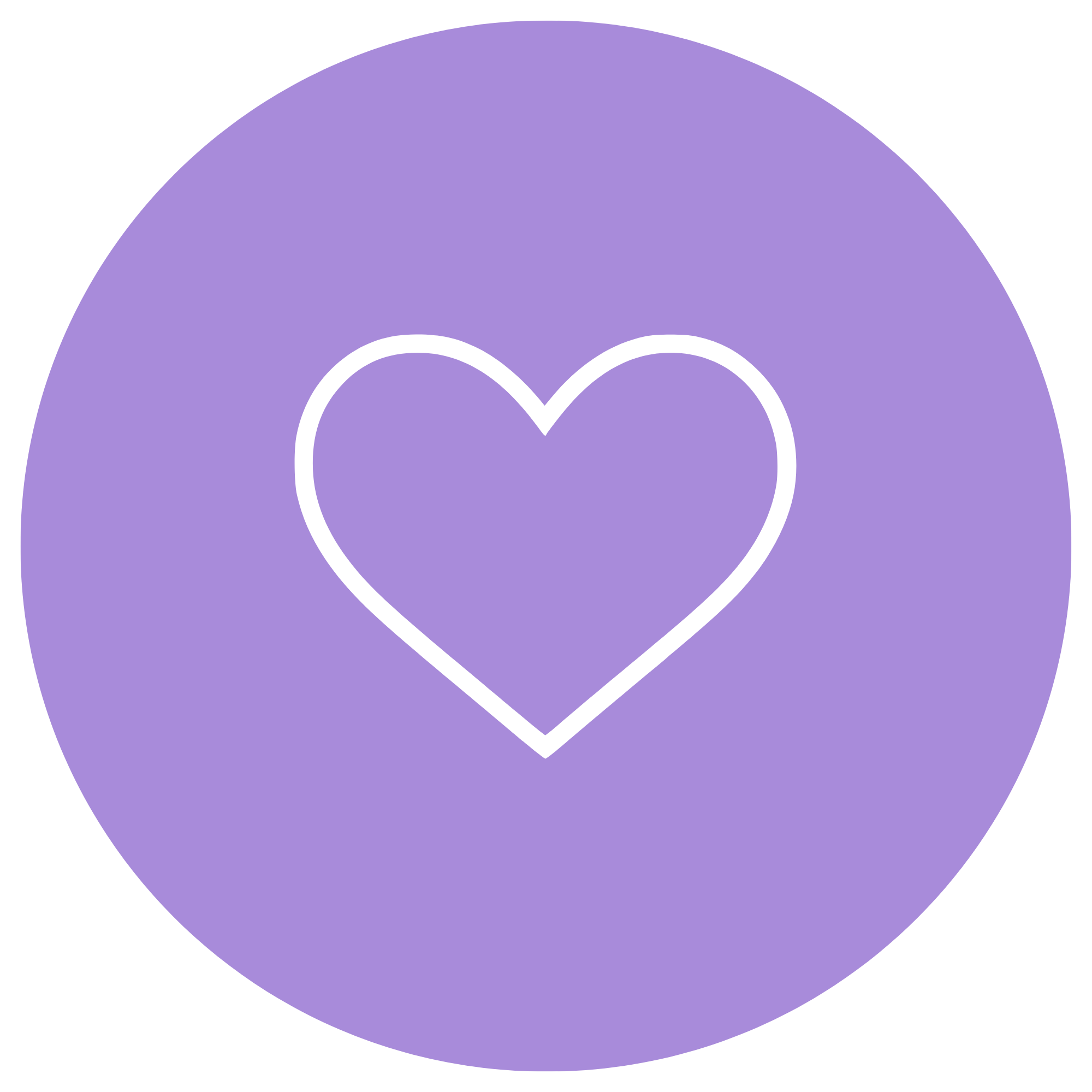 Close-up of a purple icon with a white heart outline and a small circle at the top, representing a love or favorite symbol.
