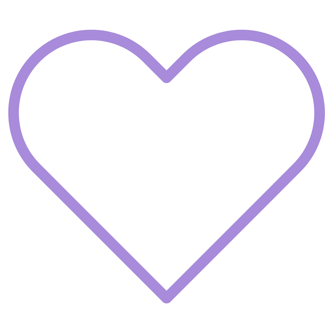 Purple heart outline on a black background