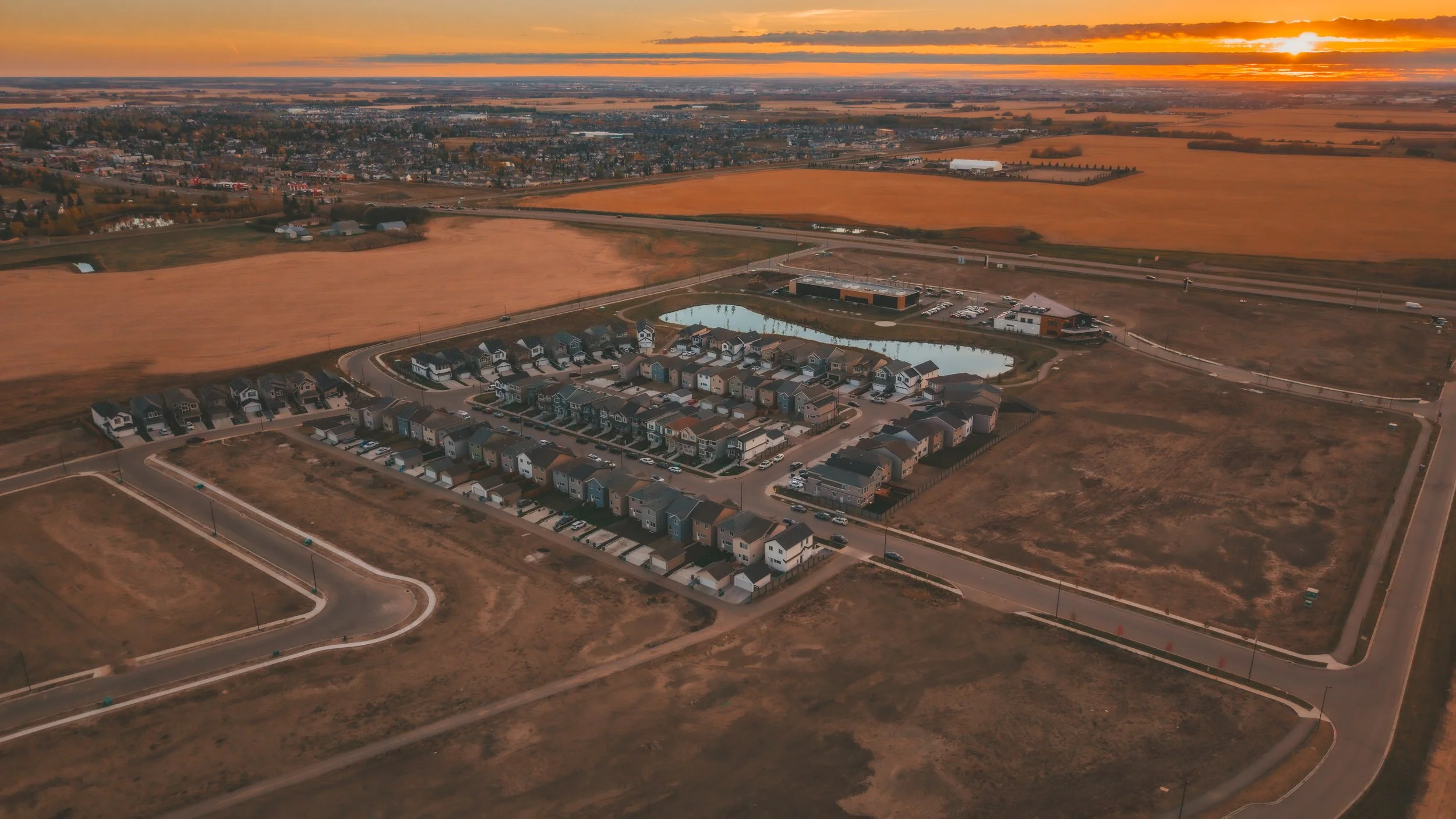 Aerial view of Le Rêve in Beaumont, AB