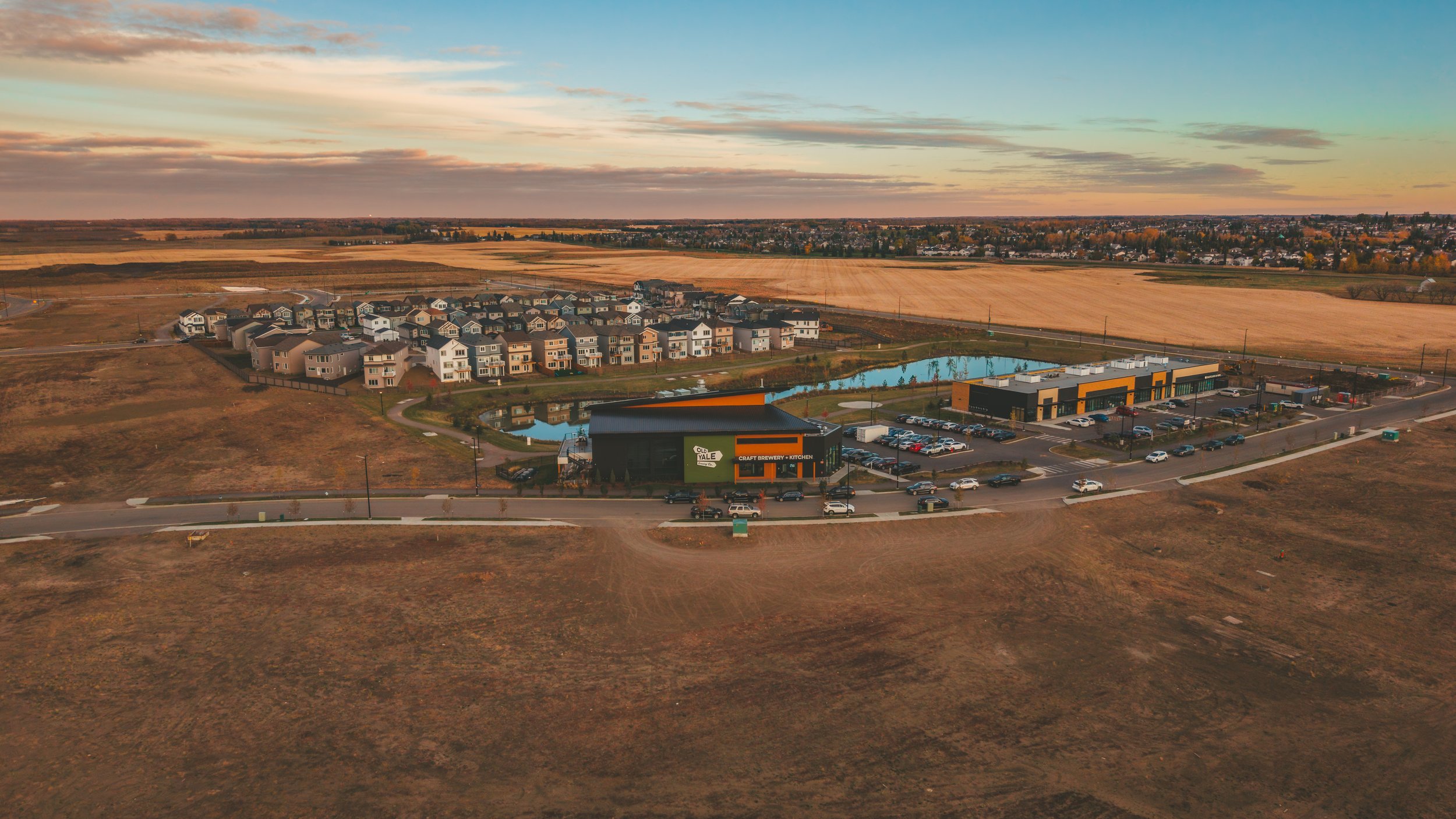 Aerial view of Le Rêve in Beaumont, AB