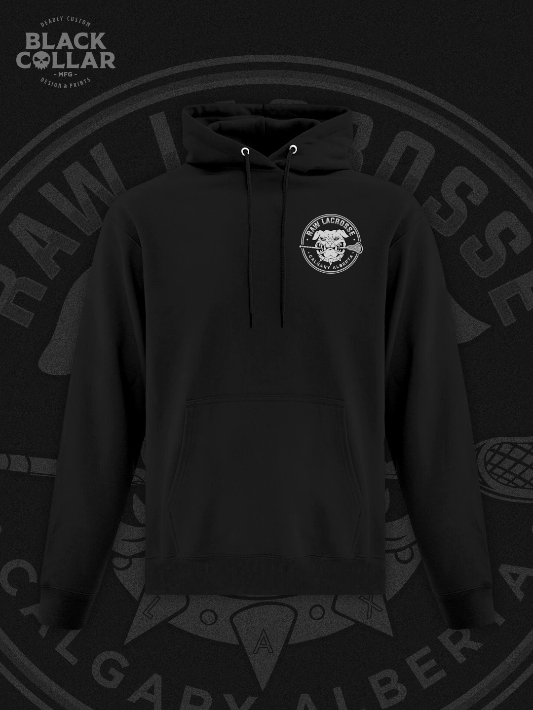 Black Left Raw Lax Hoodie  - ADULT