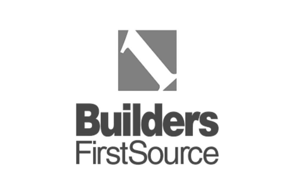 Logo of Builders FirstSource featuring a geometric shape and the company name.