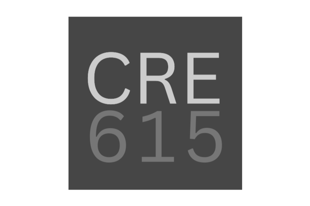 Gray square with the word 'CREATE' and the numbers '615' beneath it.