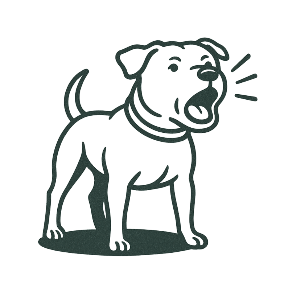 A drawing of a pitbull barking.