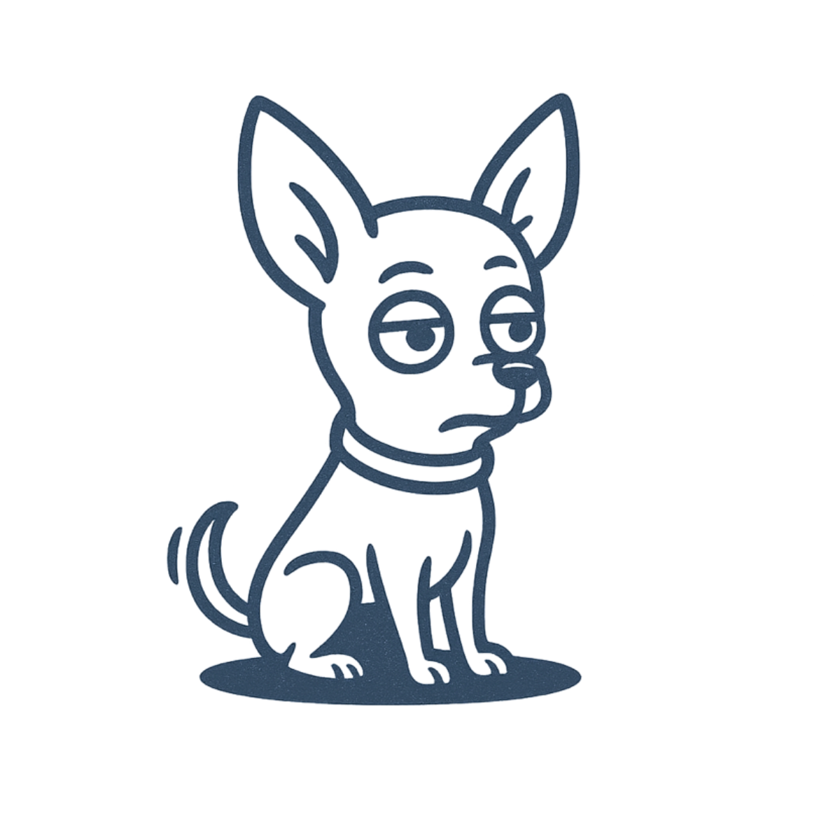 Line drawing of an unresponsive-looking Chihuahua.