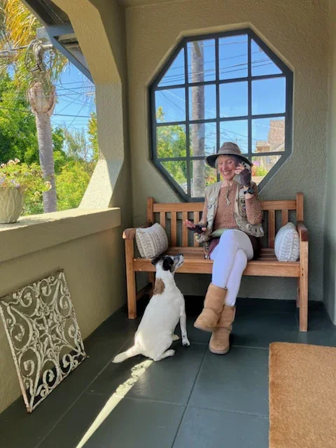 BB Borowitz on a phone consult, part of a Way of the Wag virtual training session