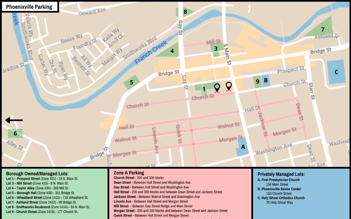 map of parking lots in relation to the business