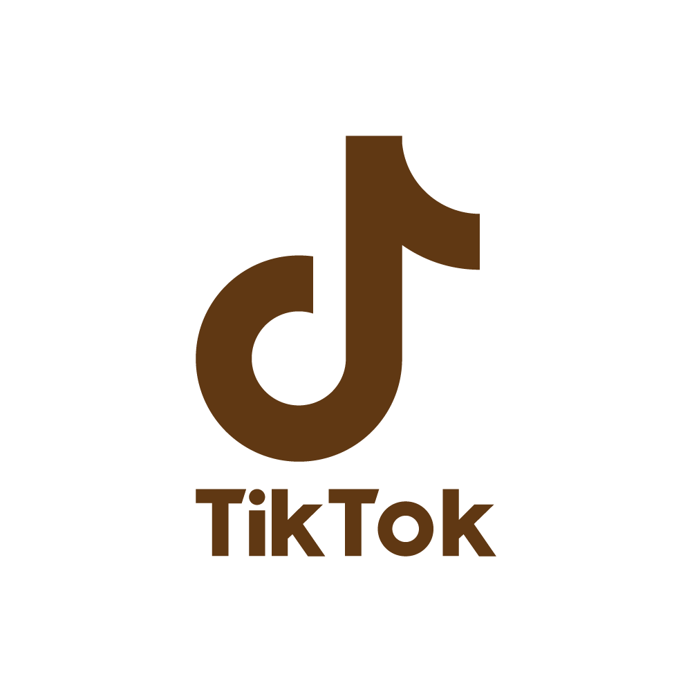 TikTok logo in brown color with the word 'TikTok' written below it.