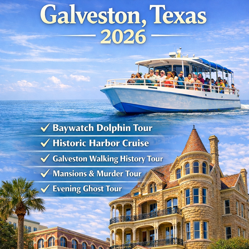 Galveston Texas 2026 Dolphin Tours and Historic Walking Tours