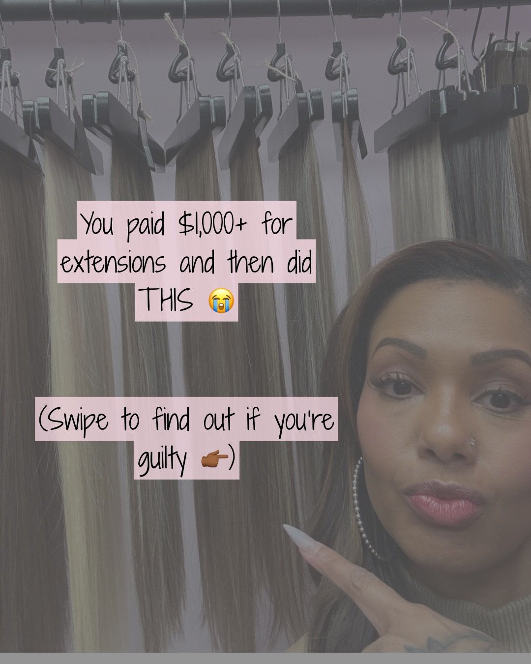 Swipe if you want your extensions to actually last. 😭

I see this every single day and I just can&rsquo;t stay quiet anymore. 😂

Extension specialist in Florence, KY + Union, KY + NKY &mdash; link in bio to book. 🖤

#hairextensions #extensioncare 