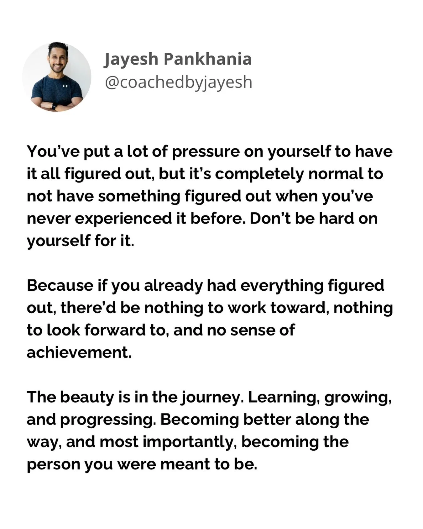 Someone needs to see this today. Share or repost this 🙏

Most people I speak to put an incredible amount of pressure on themselves, they delay working on their weight loss goals because they feel like they need the perfect routine, meal plan, traini