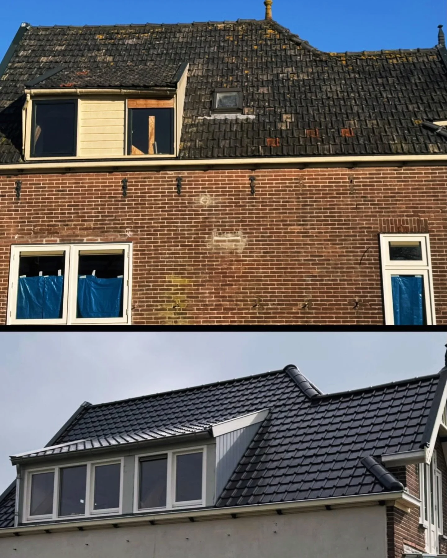 Er gaat maar weinig boven een goeie voor/na foto van een pannendak. Toch? 😄