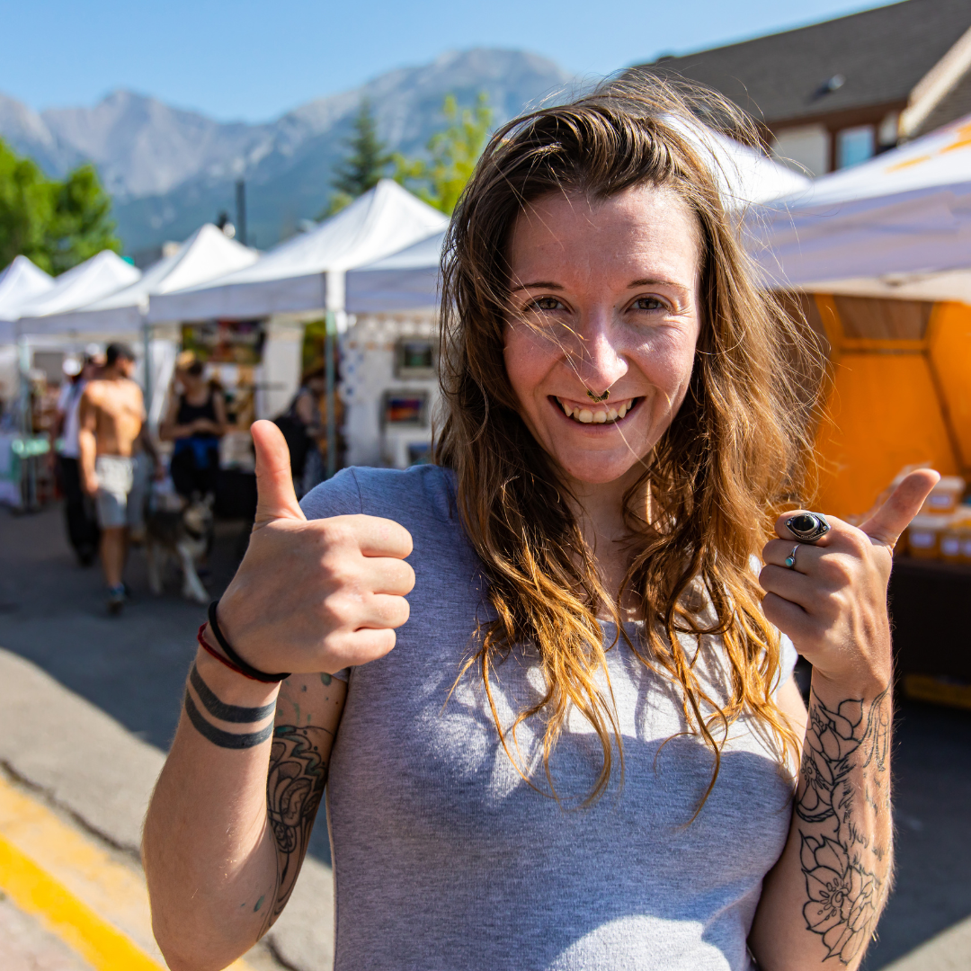 female vendor at local event