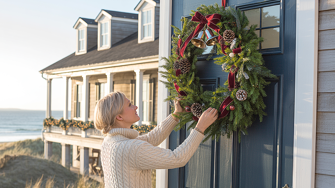a large coastal home set behind the dunes of the ocean