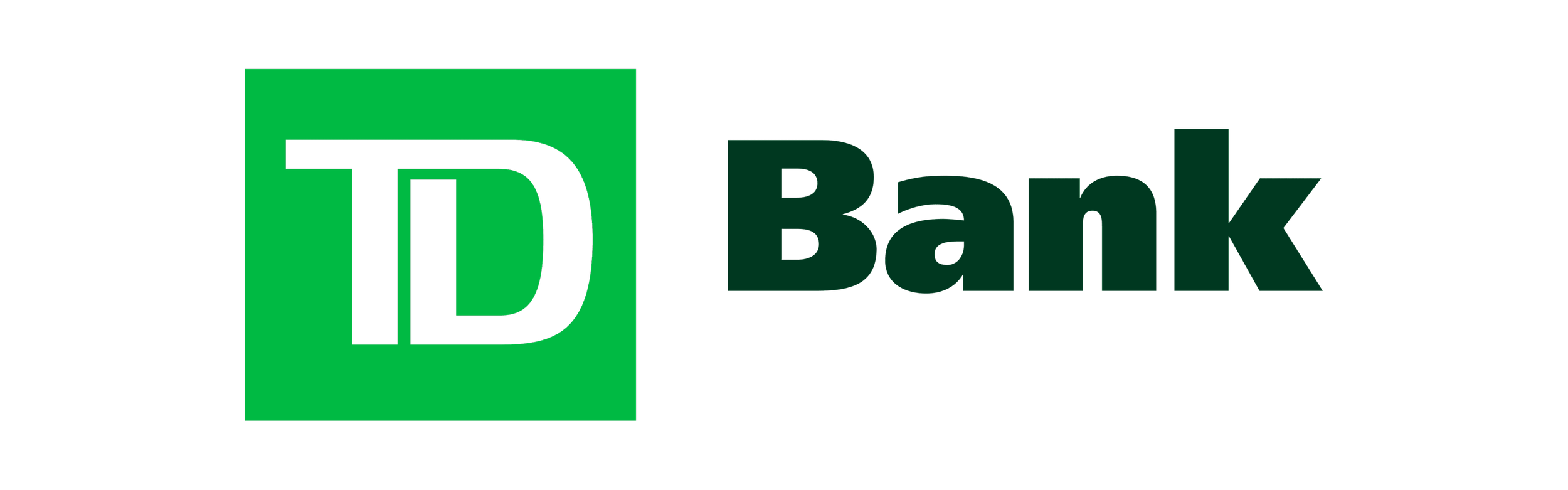 TD Bank logo in black and green with the text 'TD Bank'