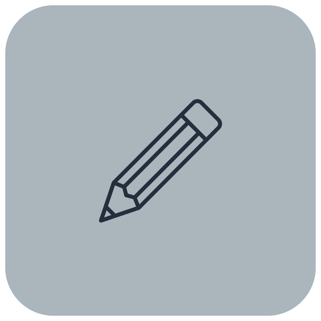 Icon of a pencil on a light blue background.