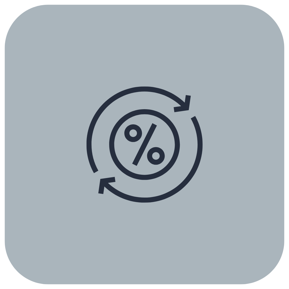 Icon representing percentage change or finance, with circular arrows around a percentage symbol.