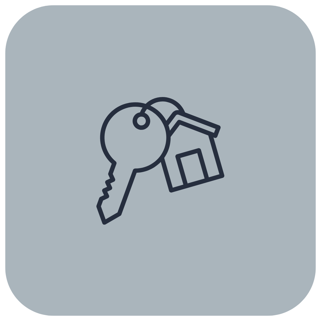 Icon of a key with a house-shaped keychain.