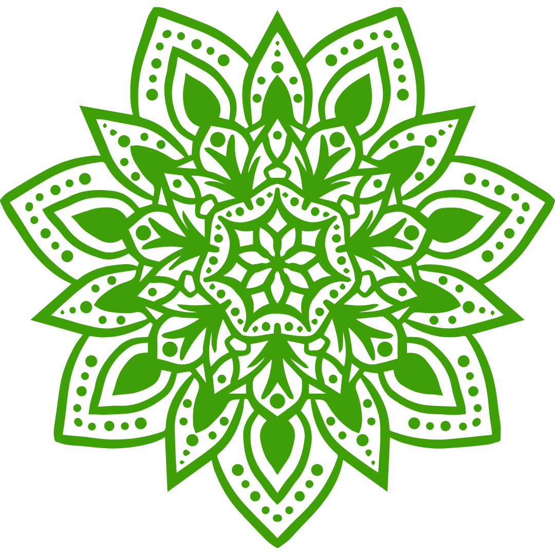 Grünes Mandala auf transparenten Hintergrund.