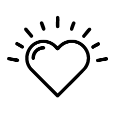 White heart icon on a black background.