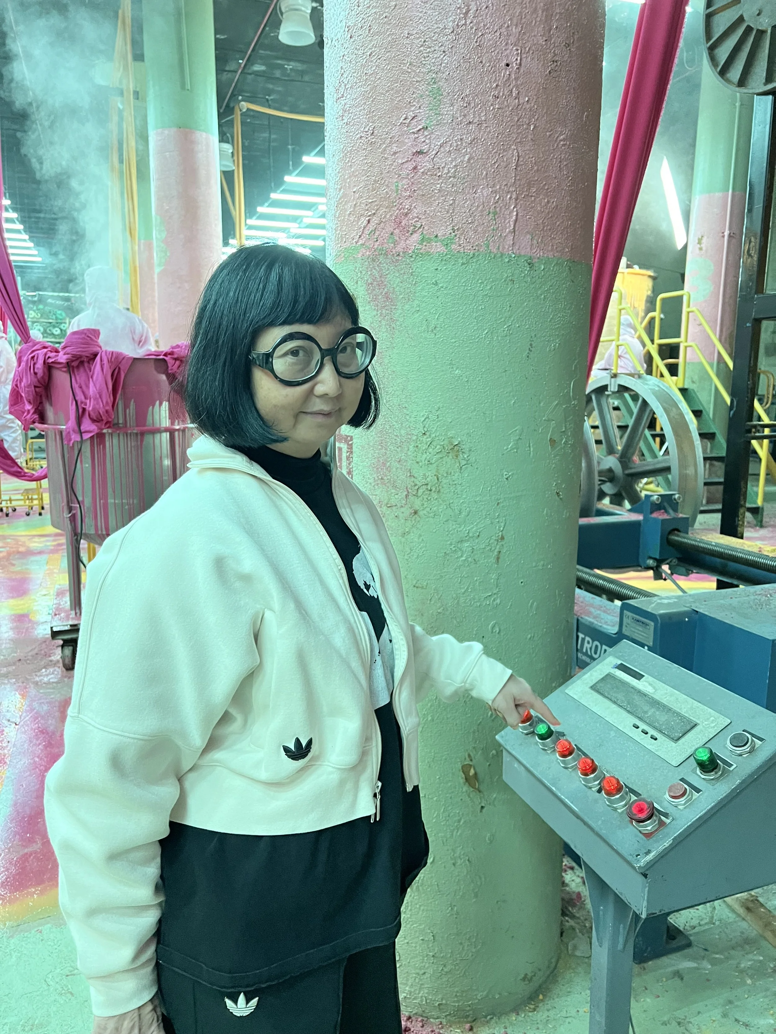 Costume designer Shirley Kurata on set for Boots Riley’s film I LOVE BOOSTERS
