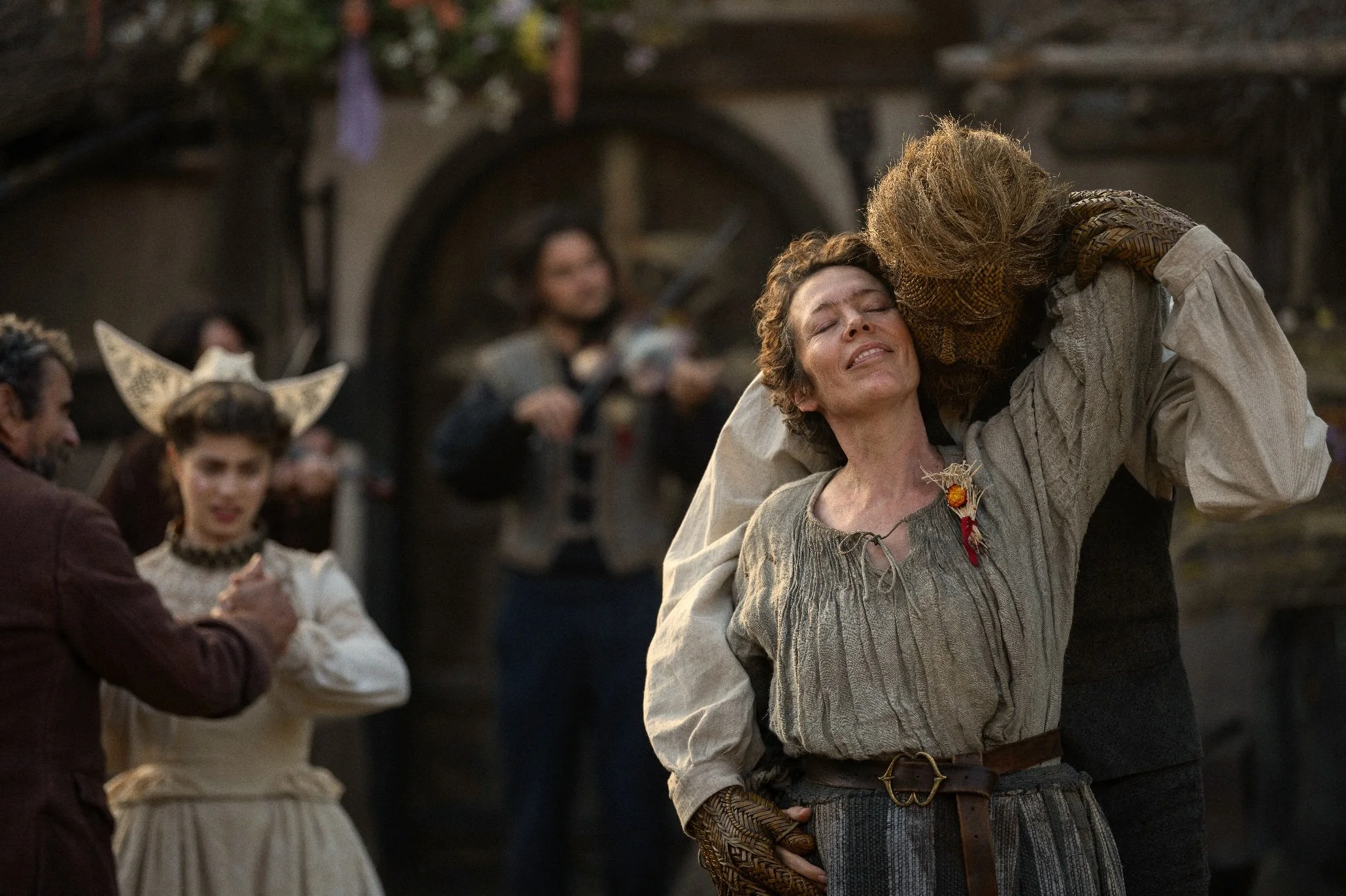 In Alex Huston Fischer and Eleanor Wilson's film WICKER (2026), The Fisherwoman (Olivia Colman) dances with her Wicker Husband (Alexander Skarsgard) at the Village wedding of the Butcher.