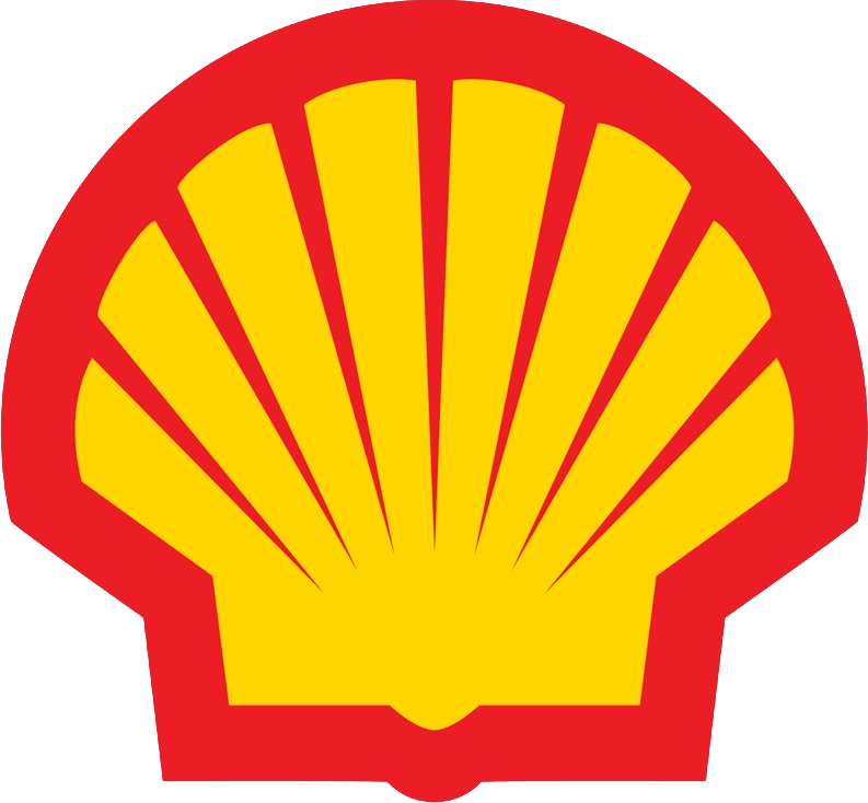 Het logo van Shell, een geel en rood schelpvormig symbool.