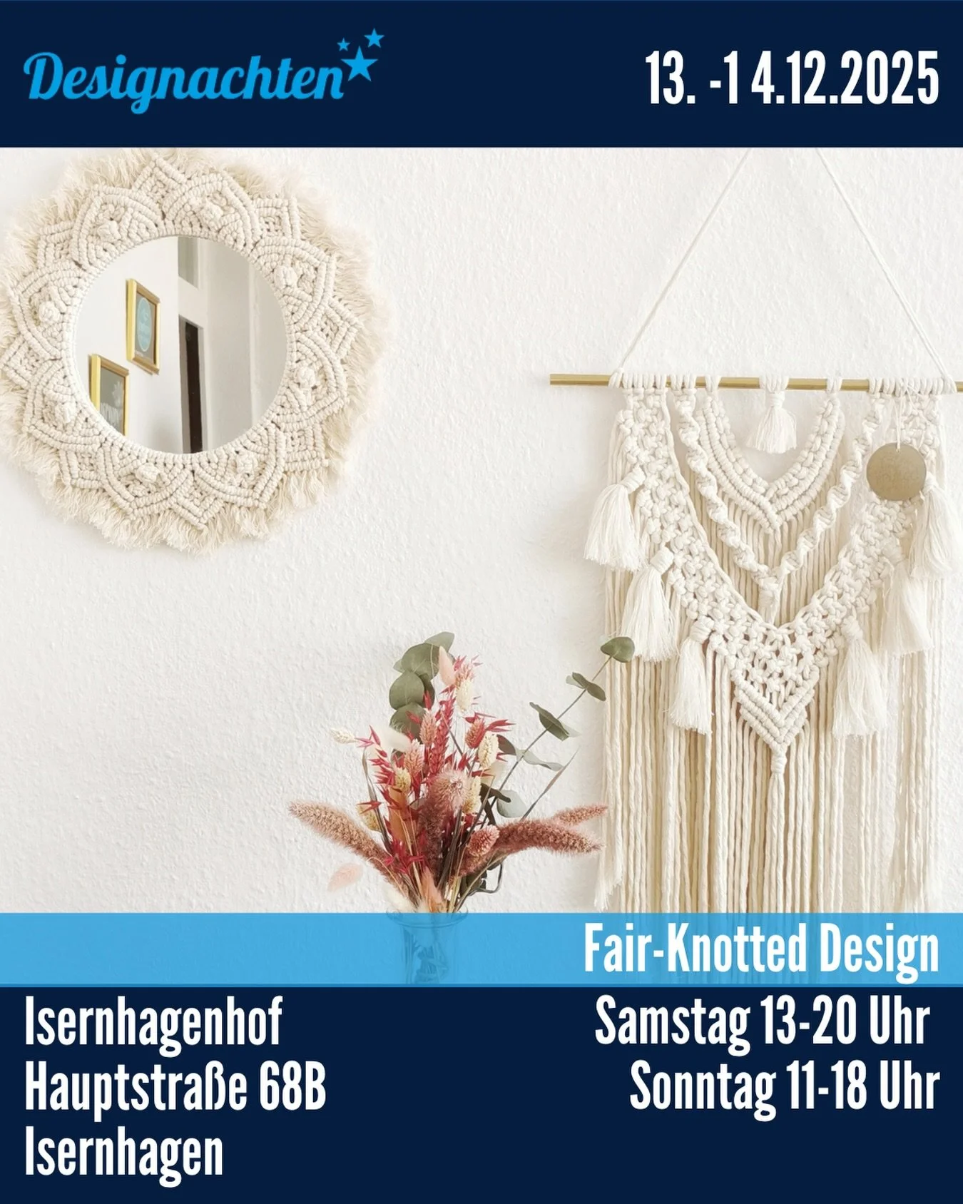 @fair_knotted : Hier trifft filigrane Handarbeit auf moderne Nat&uuml;rlichkeit: Makramee-Deko, zarte Makramee-Accessoires und handgefertigter Schmuck aus Messing und Edelsteinen, jedes St&uuml;ck mit viel Gef&uuml;hl gekn&uuml;pft, gewerkelt und vol