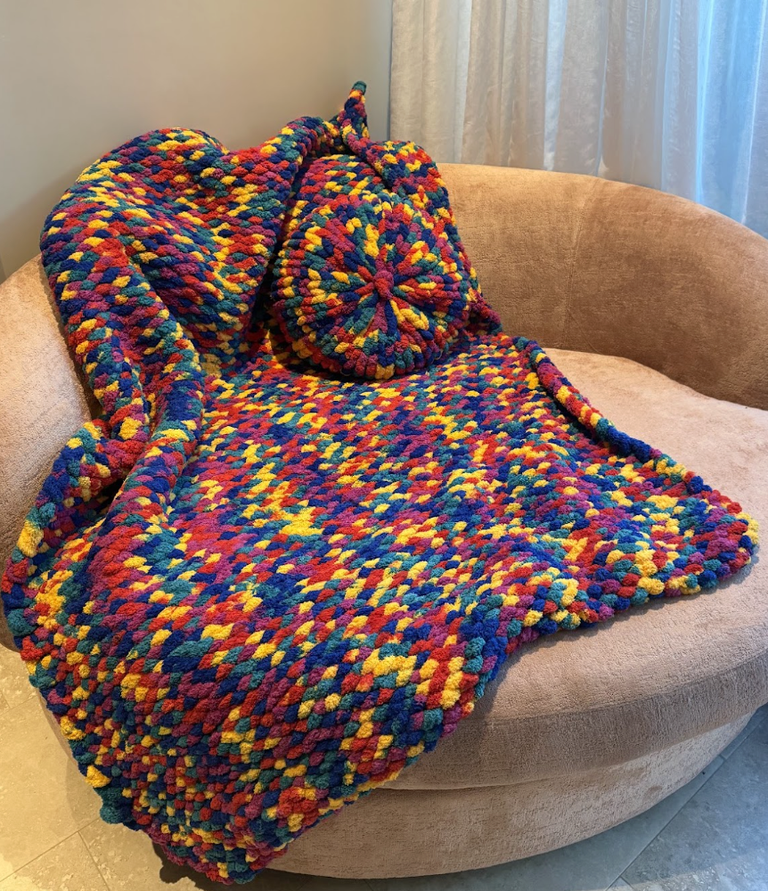 Vibrant Hand-Knitted Cozy Blanket