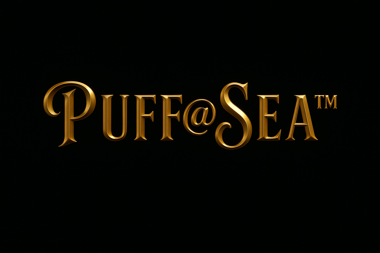 Gold-colored text spelling "PUFF@SEA" with a dark background.