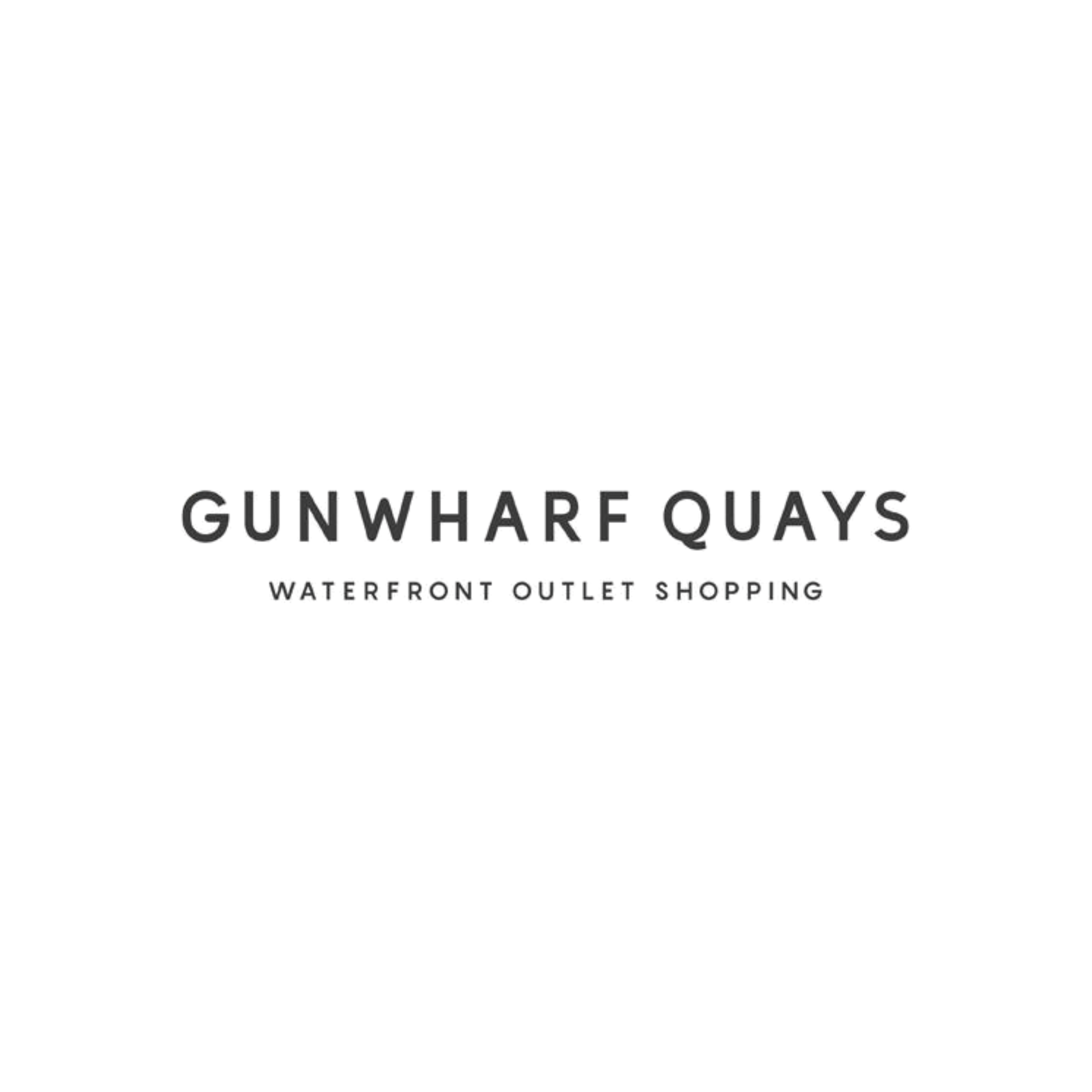 Sign for Gunwharf Quays Waterfont Outlet Shopping in Portsmouth, England.